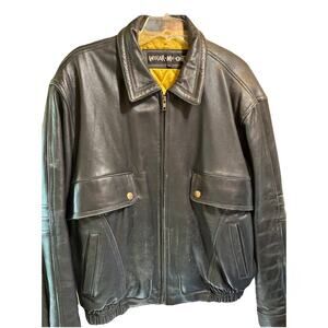 Wear Me Out Vintage Leather Jacket Adult Men's Large Black Full Zip Flaws -